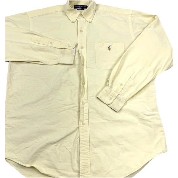 Ralph Lauren Other - Ralph Lauren Shirt Men Large Yellow Button Up Classic Fit Oxford Cloth Pocket *